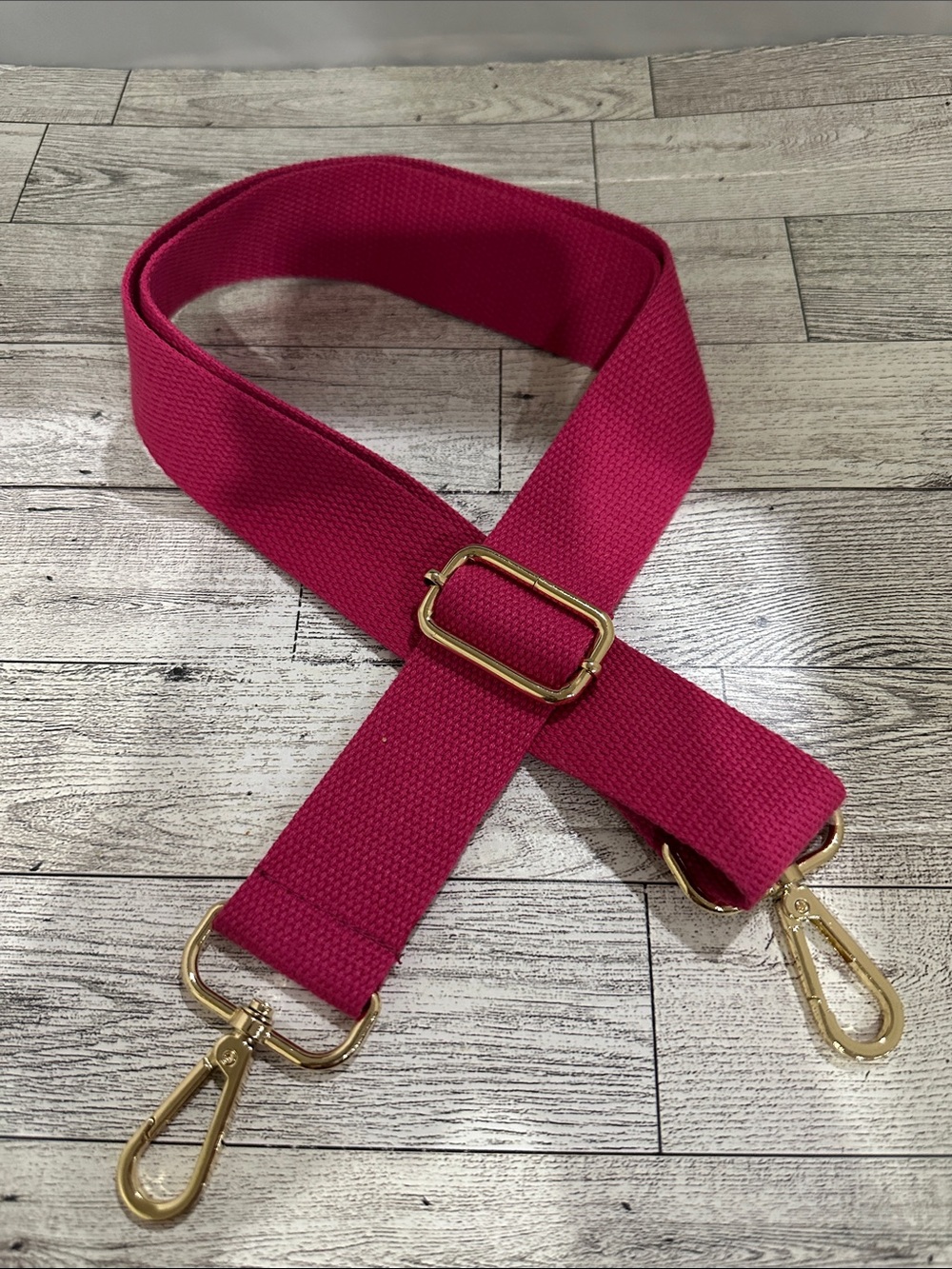 Source Unknown Hot Pink Canvas Bag Strap with Gold Hardware